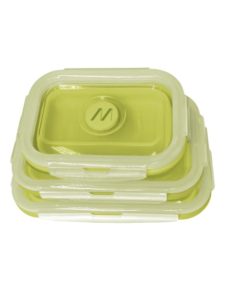 LUNCHBOXSETGN fiambrera Conjunto de fiambrera y bidón reutilizable Plástico, Silicona Verde 3 pieza(s)