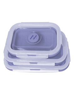 LUNCHBOXSETVL fiambrera Conjunto de fiambrera y bidón reutilizable Plástico, Silicona Violeta 3 pieza(s)