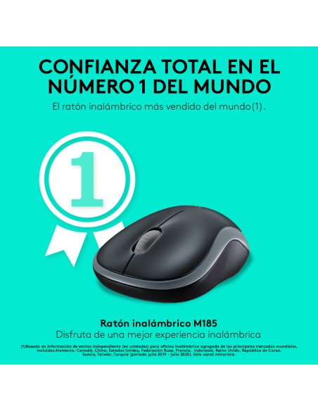 M185 ratón Ambidextro RF inalámbrico Óptico 1000 DPI M185 ratón Ambidextro RF inalámbrico Óptico 1000 DPI