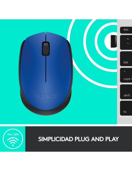 M171 Blue-K ratón Ambidextro RF inalámbrico Óptico 1000 DPI