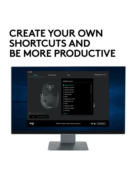 M720 ratón mano derecha RF Wireless + Bluetooth Óptico 1000 DPI M720 ratón mano derecha RF Wireless + Bluetooth Óptico 1000 DPI