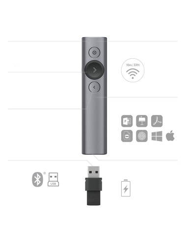 Spotlight apuntador inalámbricos Bluetooth/RF Gris