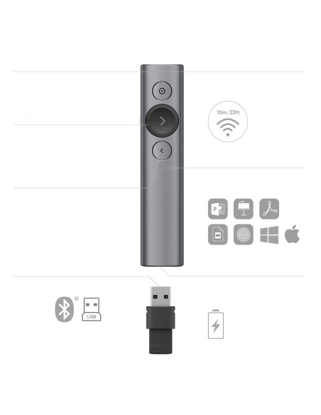 Spotlight apuntador inalámbricos Bluetooth/RF Gris Spotlight apuntador inalámbricos Bluetooth/RF Gris