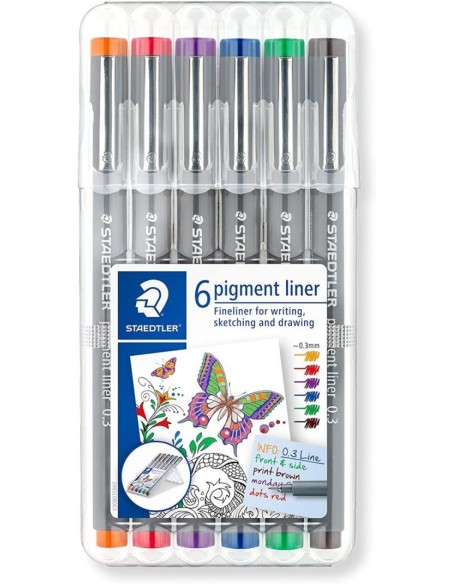 Estuche 6 rotuladores calibrados 03mm colores surtidos