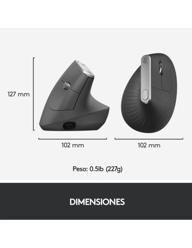 MX Vertical ratón mano derecha RF Wireless + Bluetooth Óptico 4000 DPI