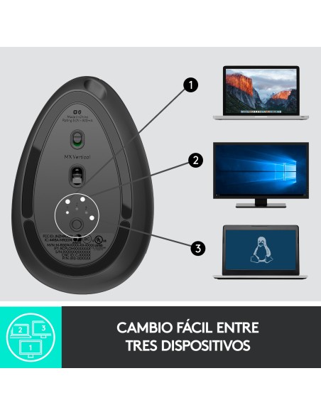 MX Vertical ratón mano derecha RF Wireless + Bluetooth Óptico 4000 DPI MX Vertical ratón mano derecha RF Wireless + Bluetooth Óptico 4000 DPI
