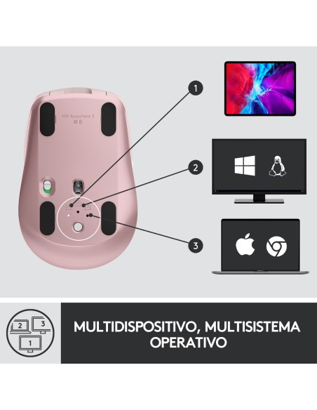 MX Anywhere 3 ratón mano derecha RF Wireless + Bluetooth Laser 4000 DPI