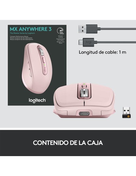 MX Anywhere 3 ratón mano derecha RF Wireless + Bluetooth Laser 4000 DPI