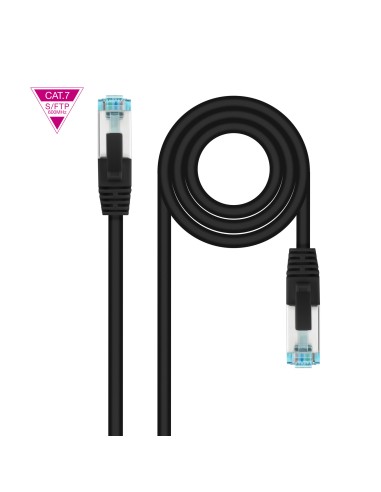 Cable de Red Cat.7 600MHZ LSZH SFTP PIMF AWG26, Negro, 50 cm
