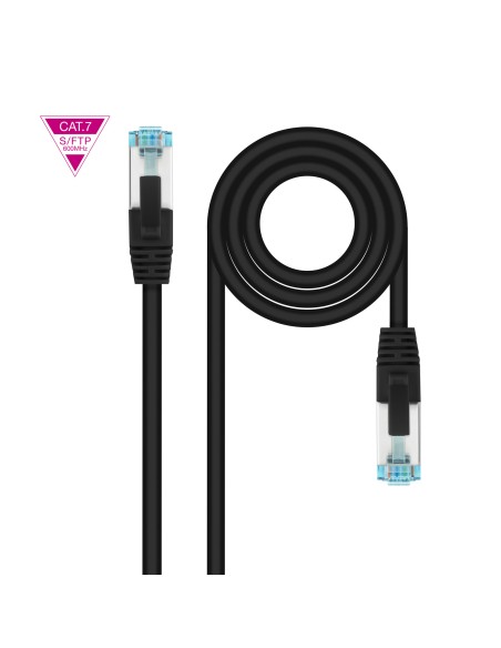 Cable de Red Latiguillo Cat.7 600MHZ LSZH SFTP PIMF AWG26, Negro, 30 cm