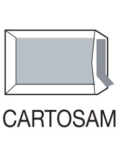 CAJA 100 BOLSAS DIN C4 (229X324) RESPALDO DE CARTÓN 450 G. OFFSET BLANCO 100 GRS. CARTOSAM RESPALDO CARTÓN AUTOADHESIVO TIRA SIL