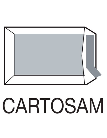 CAJA 100 BOLSAS DIN C4 (229X324) RESPALDO DE CARTÓN 450 G. OFFSET BLANCO 100 GRS. CARTOSAM RESPALDO CARTÓN AUTOADHESIVO TIRA SIL