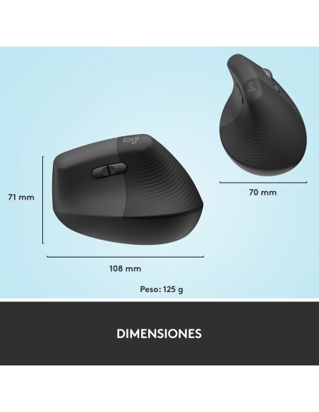 Lift ratón mano derecha RF Wireless + Bluetooth Óptico 4000 DPI