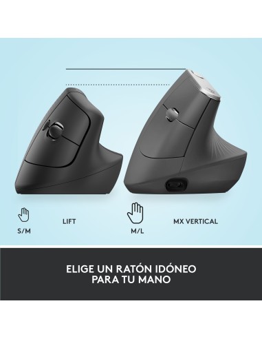 Lift ratón mano derecha RF Wireless + Bluetooth Óptico 4000 DPI