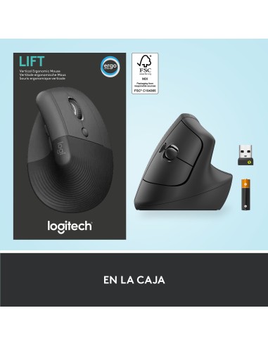 Lift ratón mano derecha RF Wireless + Bluetooth Óptico 4000 DPI