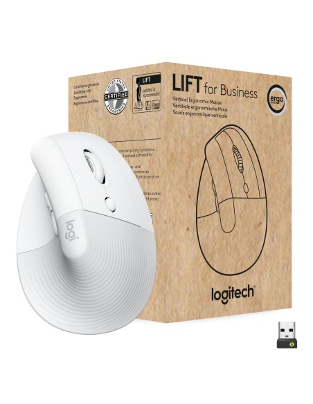 Lift for Business ratón mano derecha RF Wireless + Bluetooth Óptico 4000 DPI