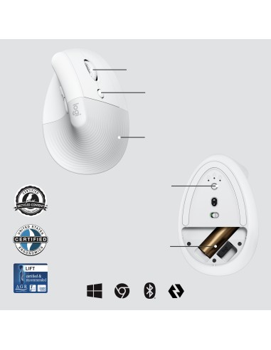 Lift for Business ratón mano derecha RF Wireless + Bluetooth Óptico 4000 DPI