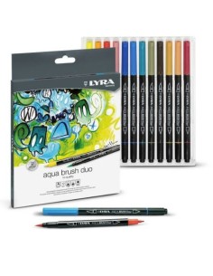 Estuche 12 rotuladores acuarelables lyra aqua brush duo colores surtidos
