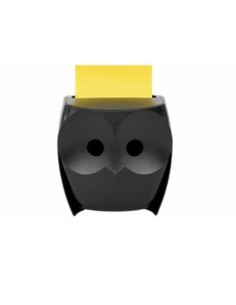 Dispensador Buho Negro Z-Notes con Block Notas Amarillo Súper Sticky 76x76