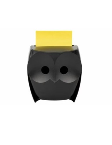 Dispensador Buho Negro Z-Notes con Block Notas Amarillo Súper Sticky 76x76