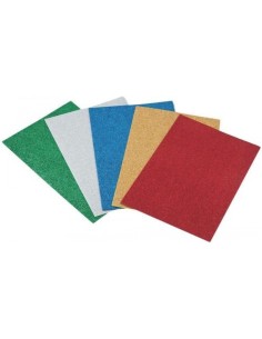 Pack 5 laminas goma eva colores surtidos purpurina 40x60