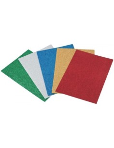Pack 5 laminas goma eva colores surtidos efecto purpurina 20x30