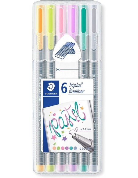Estuche 6 rotuladores triplus fineliner 334 colores pastel
