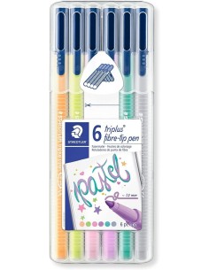 Estuche 6 rotuladores triplus 323 colores pastel
