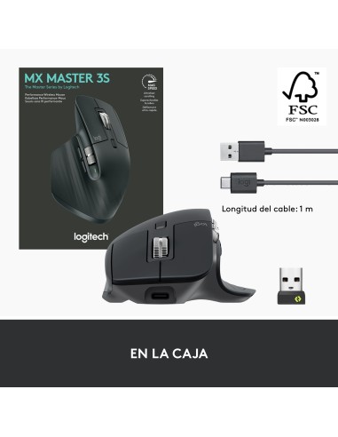 MX Master 3S ratón mano derecha RF Wireless + Bluetooth Laser 8000 DPI