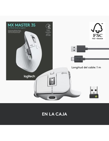 MX Master 3S ratón mano derecha RF Wireless + Bluetooth Laser 8000 DPI