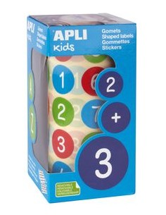 ROLLO GOMETS REDONDOS DE COLORES CON NUMEROS 20MM