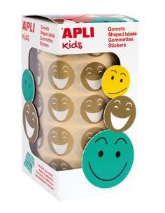 ROLLO GOMETS REDONDOS CON CARAS FELICES COLOR ORO 20MM