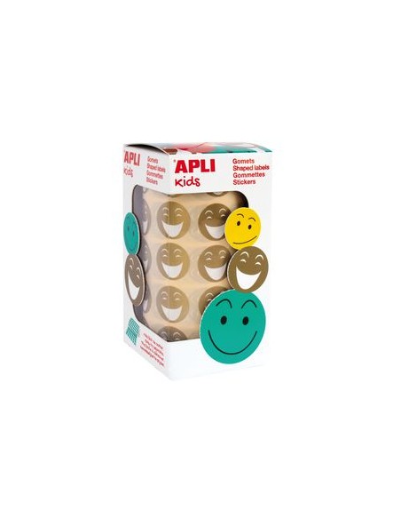 ROLLO GOMETS REDONDOS CON CARAS FELICES COLOR ORO 20MM