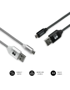 PACK 2 CABLES USB A MICRO USB (2.4A) 1M BLACK/SILVER