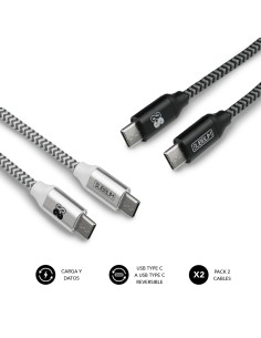 PACK 2 CABLES USB TIPO USB-C A USB-C 1 M BLACK/SILVER