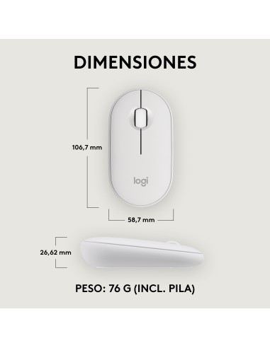 Pebble 2 M350s ratón Ambidextro RF Wireless + Bluetooth Óptico 4000 DPI