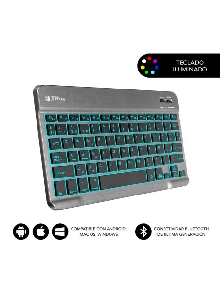 Teclado Retroiluminado Bluetooth Smart Backlit BT Keyboard Grey Teclado Retroiluminado Bluetooth Smart Backlit BT Keyboard Grey