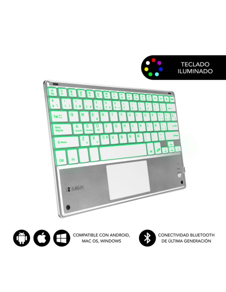 Teclado Bluetooth Smart Backlit BT Keyboard Touchpad Silver Teclado Bluetooth Smart Backlit BT Keyboard Touchpad Silver