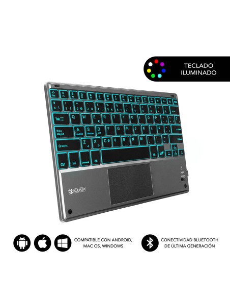 Teclado Bluetooth Smart Backlit BT Keyboard Touchpad Grey Teclado Bluetooth Smart Backlit BT Keyboard Touchpad Grey