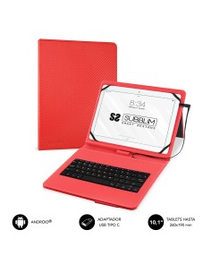 Funda con Teclado Micro USB - USB C KEYTAB PRO USB 10,1" Red
