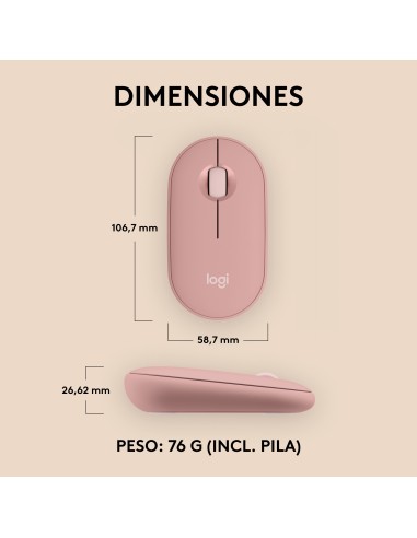 Pebble 2 M350s ratón Ambidextro RF Wireless + Bluetooth Óptico 4000 DPI