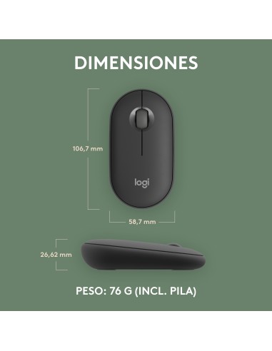 Pebble 2 M350s ratón Ambidextro RF Wireless + Bluetooth Óptico 4000 DPI