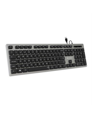 Teclado Ergonómico con cable USB Plano Silencioso Gris/Negro Ergo
