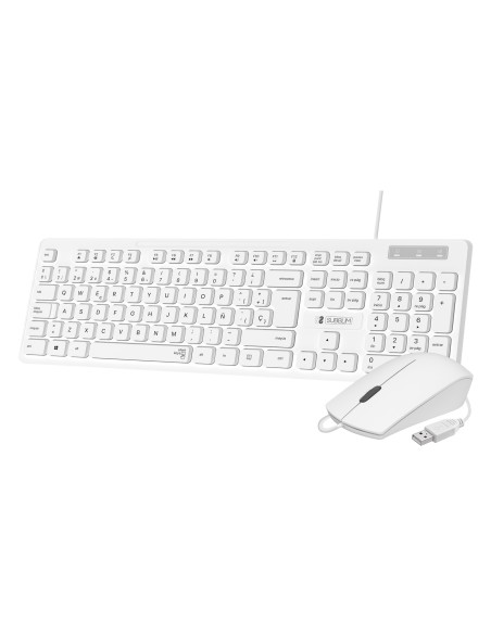 Teclado Ergonómico y ratón Combo Business Slim Silencioso con cable USB Blanco Teclado Ergonómico y ratón Combo Business Slim Silencioso con cable USB Blanco