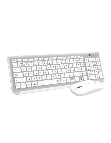 Teclado con Ratón Bluetooth + 2.4G Combo Dual Prestige Extendido Plata/Blanco Teclado con Ratón Bluetooth + 2.4G Combo Dual Prestige Extendido Plata/Blanco