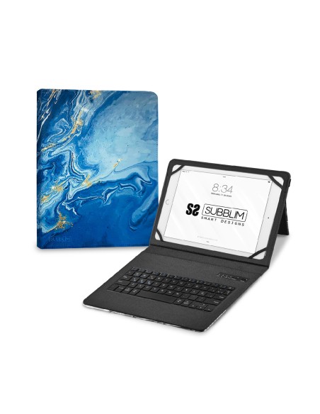 Funda con Teclado Keytab Pro BT Trendy Marmol Azul