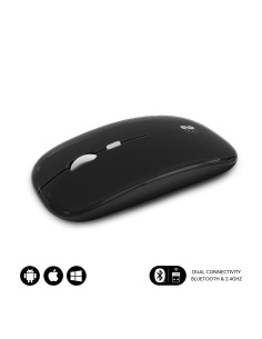 Ratón Óptico Inalámbrico 2.4G y Bluetooth Dual Flat Mouse Recargable Negro