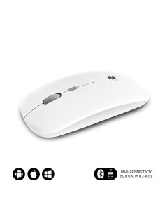 Ratón Óptico Inalámbrico 2.4G y Bluetooth Dual Flat Mouse Recargable Blanco