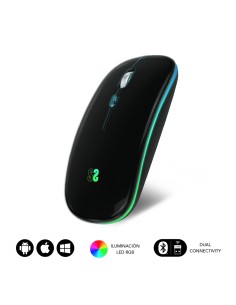 Ratón Inalámbrico Bluetooth + RF RGB LED Dual Flat Mouse Black