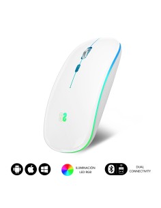 Ratón Inalámbrico Bluetooth + RF RGB LED Dual Flat Mouse White
